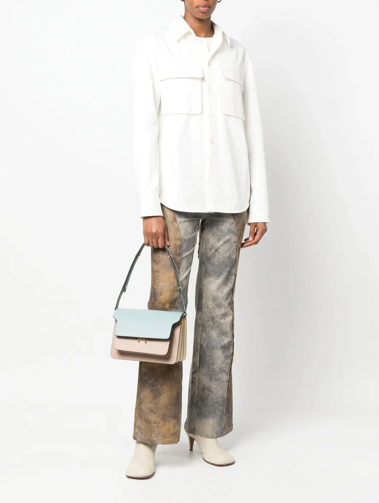 Marni Beige & Blue Medium Trunk Bag