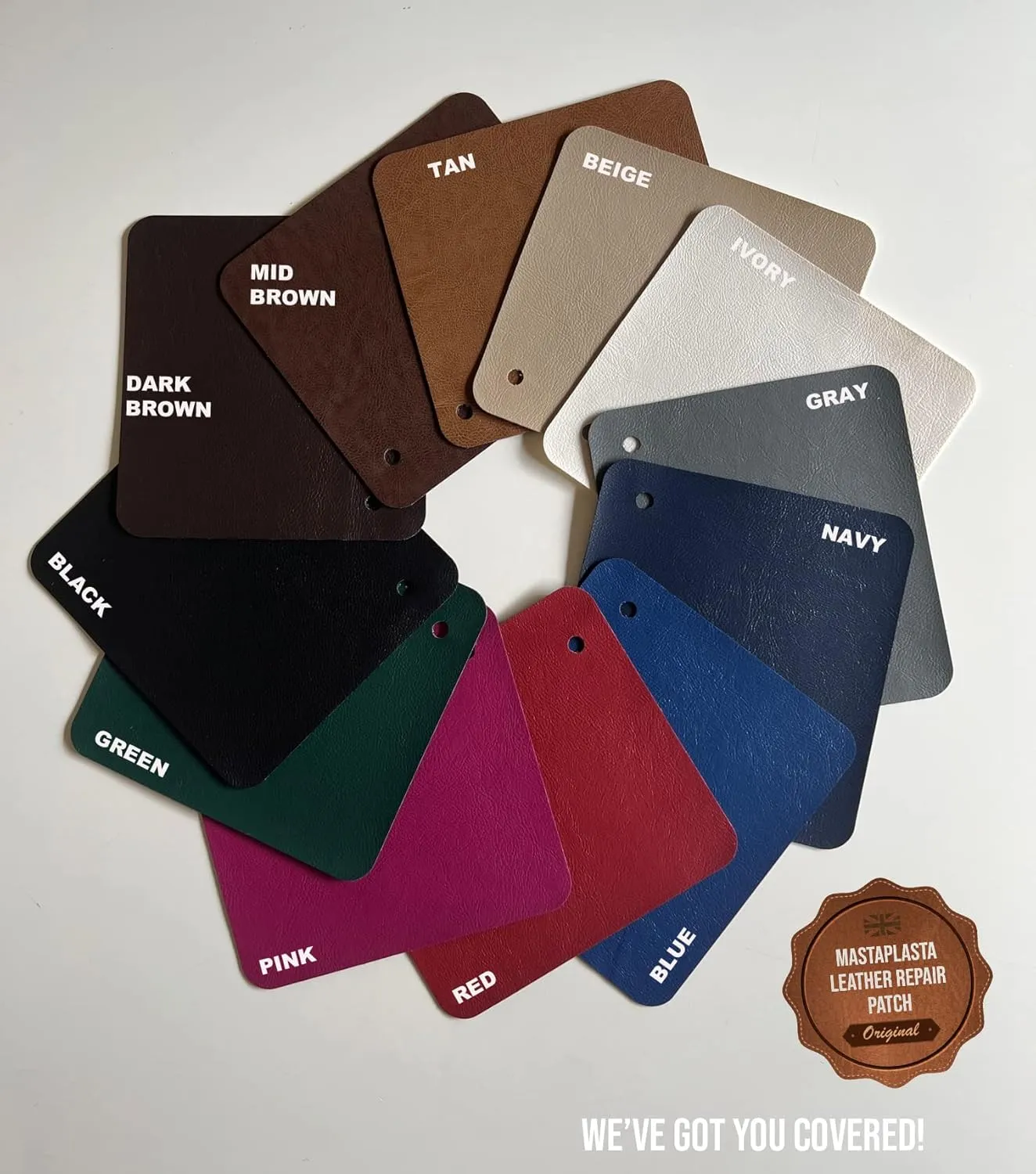 MastaPlasta Instant Self-Adhesive Premium Leather Repair Patch. Color: Black Leather 2-INCH Diameter Circle (5cm). Upholstery Quality Adhesive Patch for Sofas, Car Interiors, Bags & More