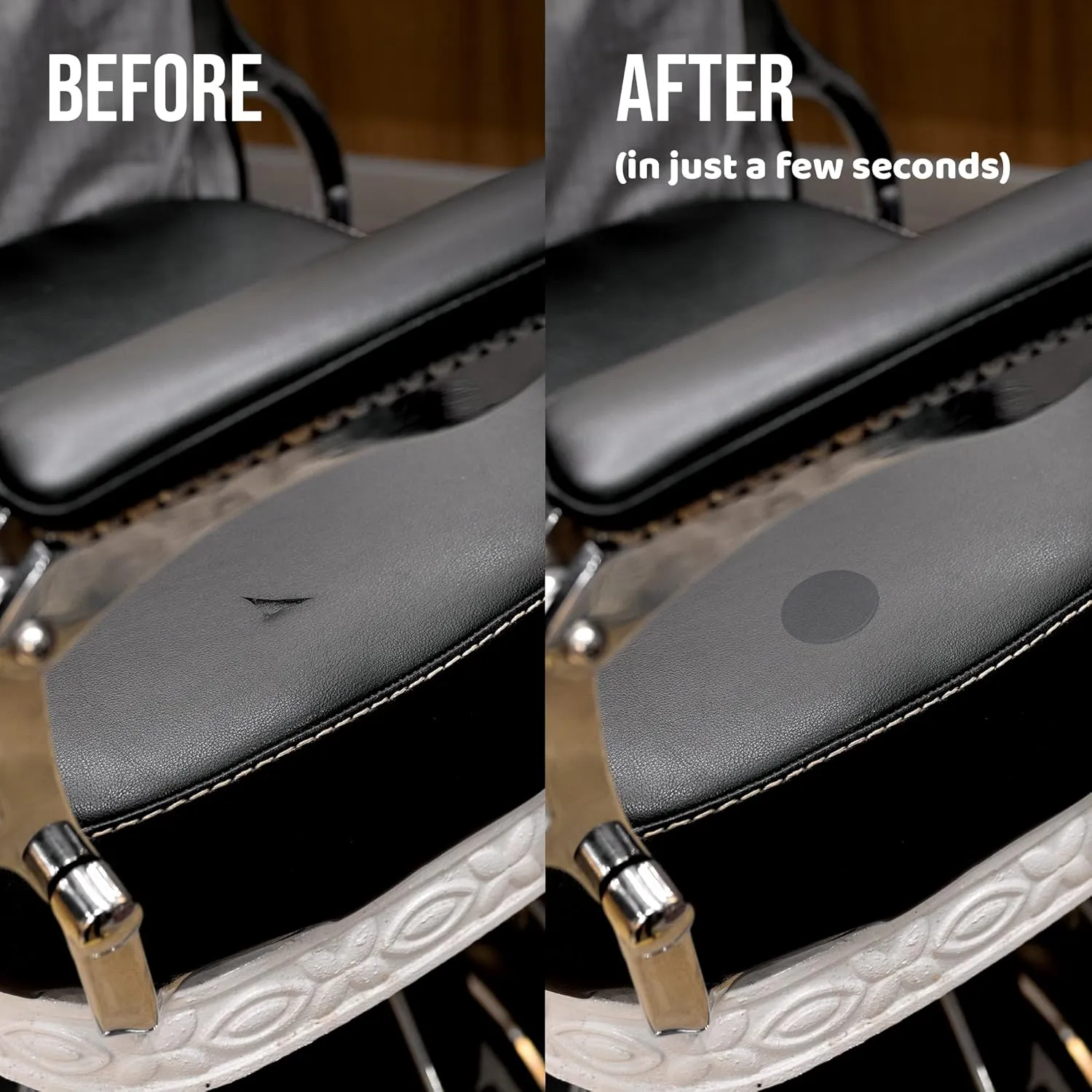 MastaPlasta Instant Self-Adhesive Premium Leather Repair Patch. Color: Black Leather 2-INCH Diameter Circle (5cm). Upholstery Quality Adhesive Patch for Sofas, Car Interiors, Bags & More