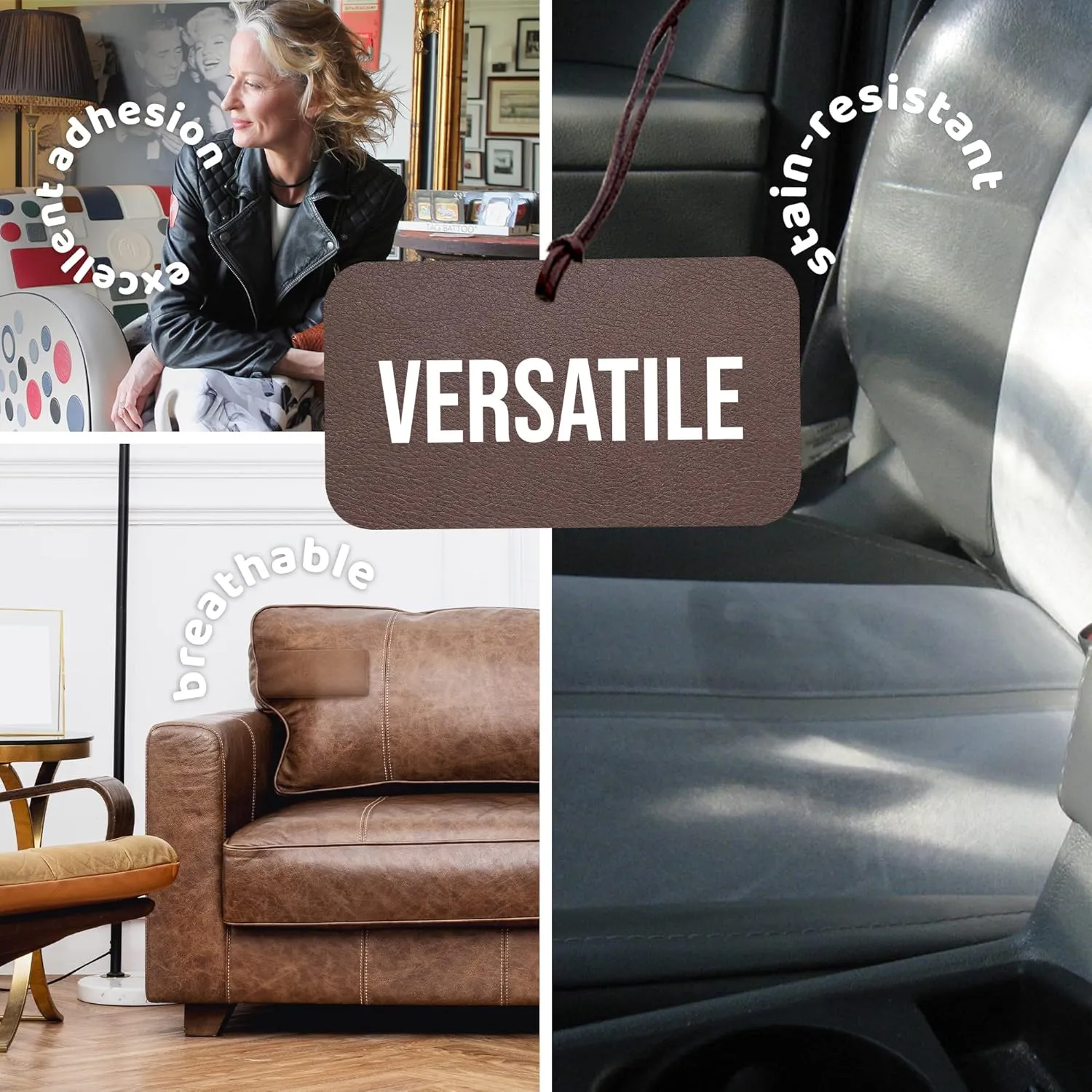 MastaPlasta Self-Adhesvie Premium Leather Repair Patch - Beige 8" x 4" (20 x 10 cm). Instant Upholstery-Quality Patch for Sofas, Car Interiors, Bags, Vinyl & More