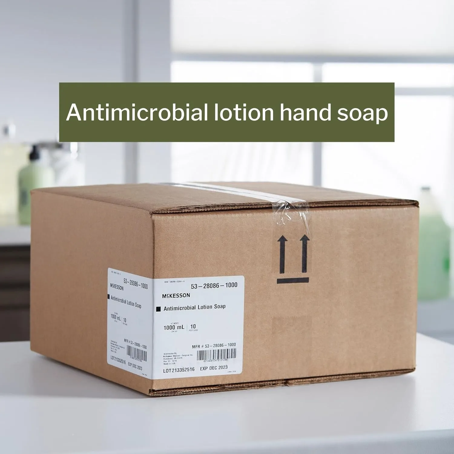 McKesson Antimicrobial Lotion Hand Soap with Aloe, 1000 mL Refill Bag [Pack of 10 Bags] - Bulk, Herbal Scent, Keeps Hands Clean and Moisturized, Medical-Grade Soap