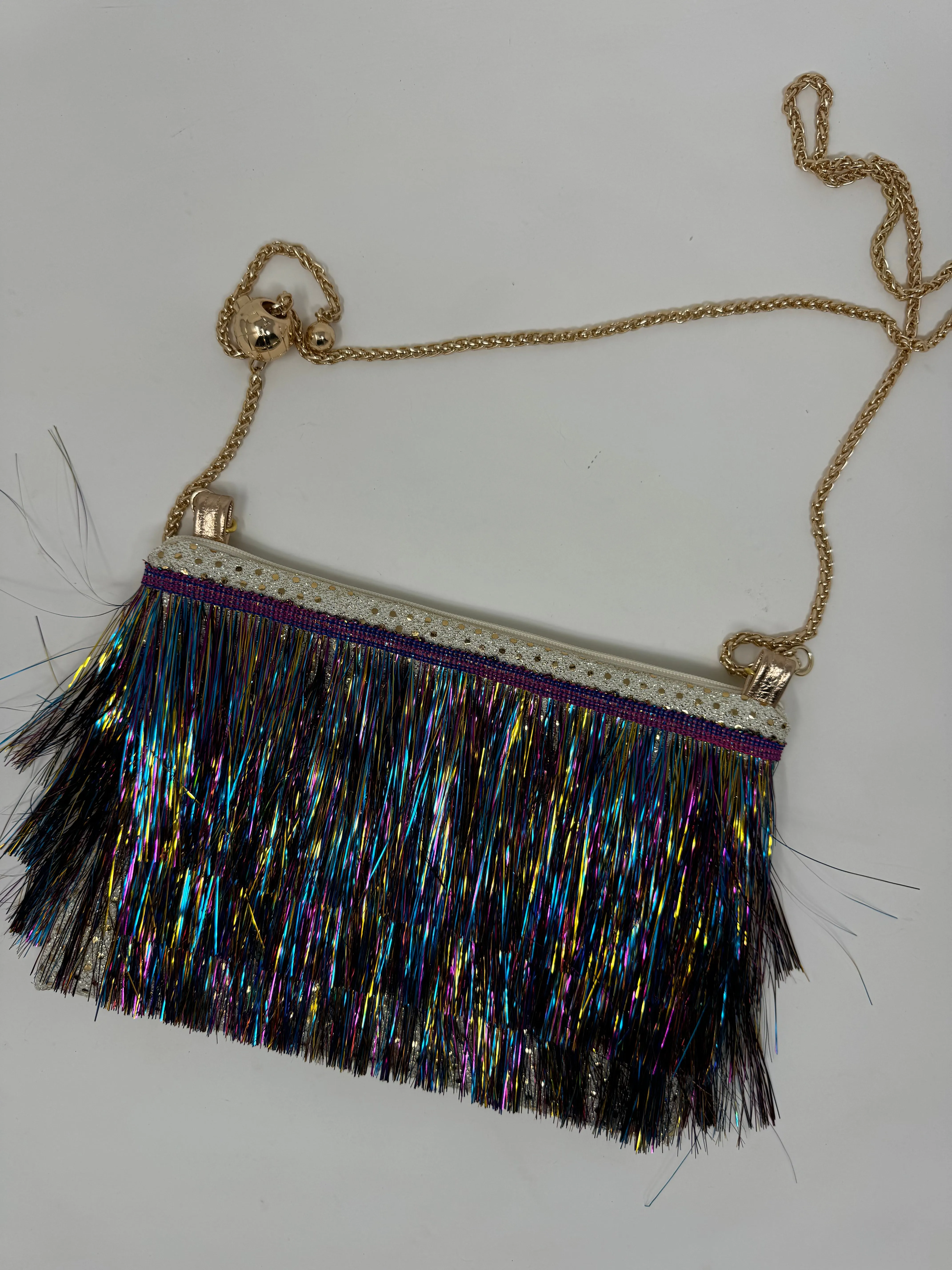 Metallic Fringe Bag