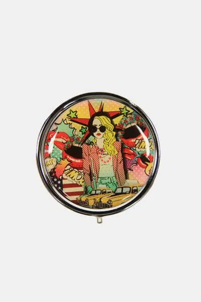 Metallic Small Circular Pill Case – Stylish Organizer