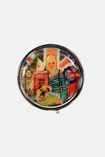 Metallic Small Circular Pill Case – Stylish Organizer