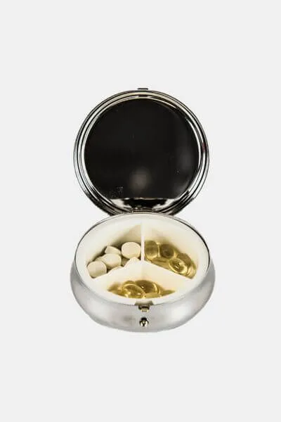 Metallic Small Circular Pill Case – Stylish Organizer