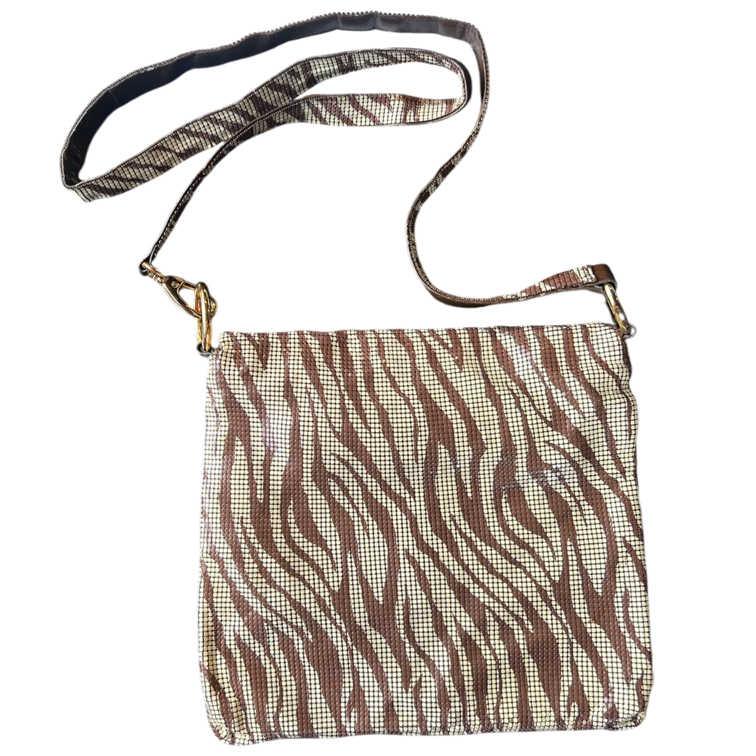Metallic Zebra Print Mesh Purse