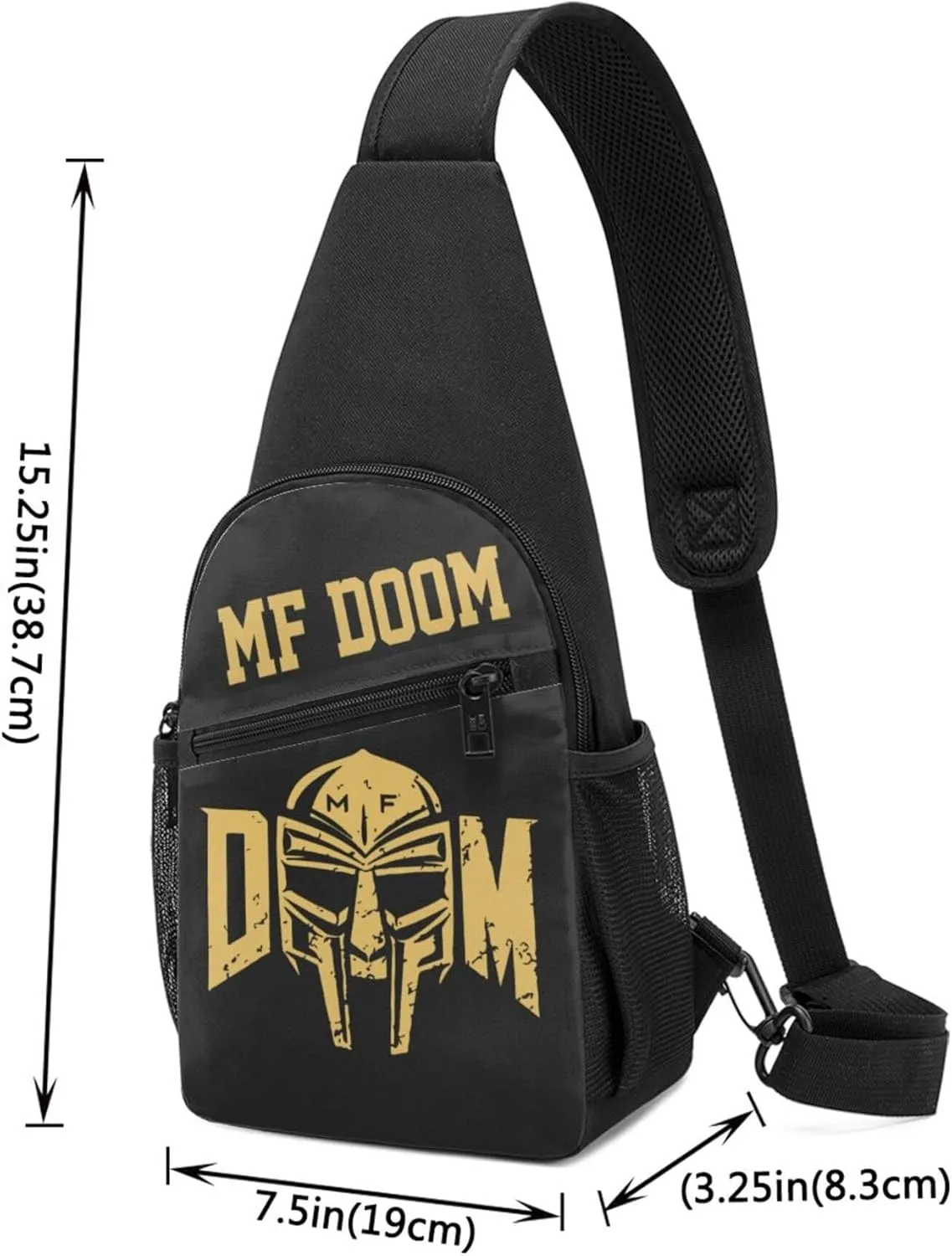 MF Hip Hop Music Rapper Sling Bag Chest Shoulder Backpack Crossbody Bags for Men Women Hiking Daypack Multipurpose Cross Body Chest Bag, Mf Doom-10