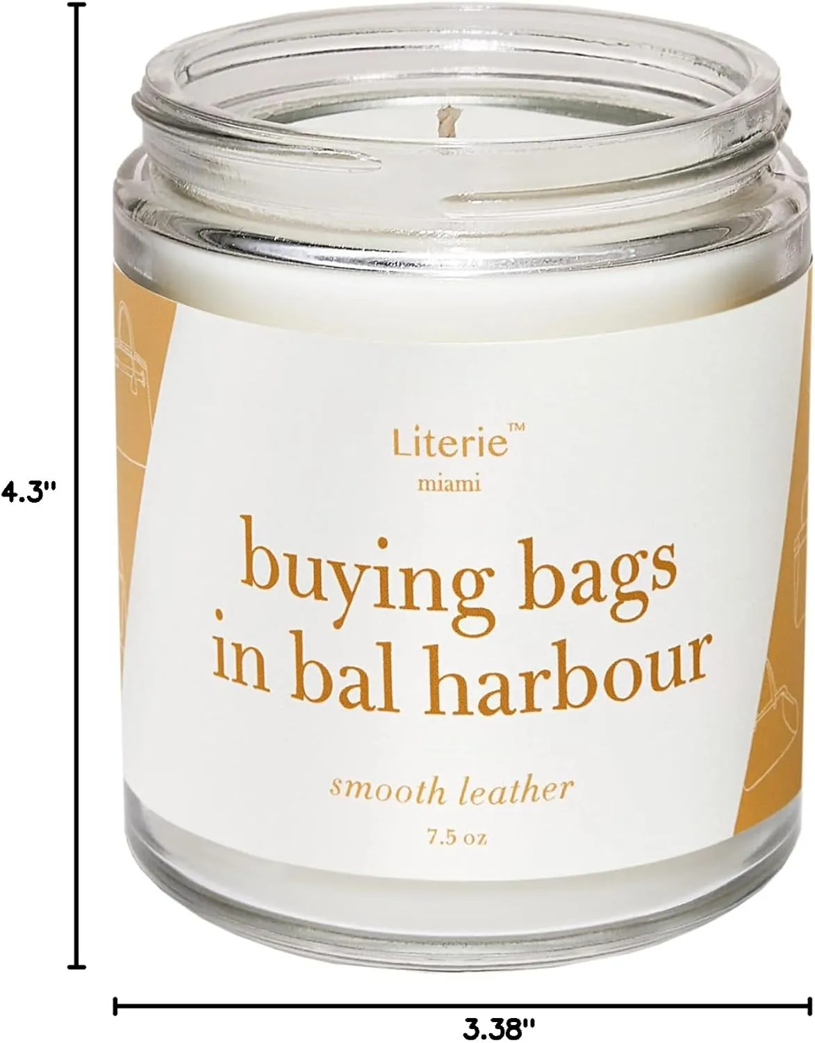 Miami Inspired Scented Candle: Buying Bags in Bal Harbor - Smooth Leather Scent, 7.5oz, 40 Hour Burn, Vegan Soy & Coconut Blend Candle for Home Decor, Gift for Women & Men