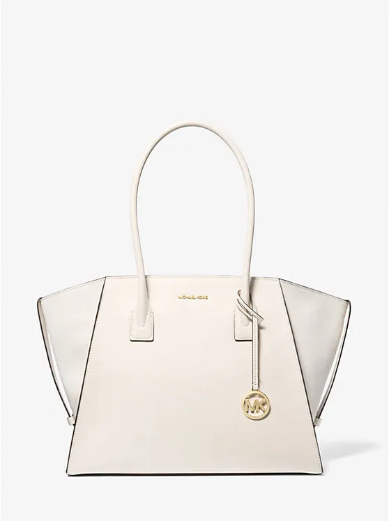 Micheal Kors Avril Extra-Large Leather and Suede Tote Bag Lt Cream