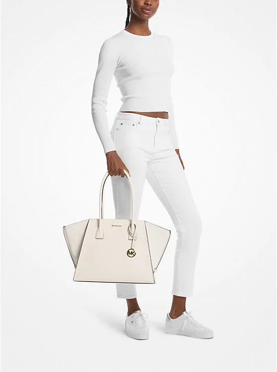 Micheal Kors Avril Extra-Large Leather and Suede Tote Bag Lt Cream