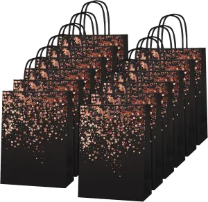 MIMIND 20 Pieces Gift Paper Bags Birthday Party Paper Bronzing Rose Gold Kraft Goodie Candy Bags with Handle for Birthday, Wedding, Hen Party Celebrations