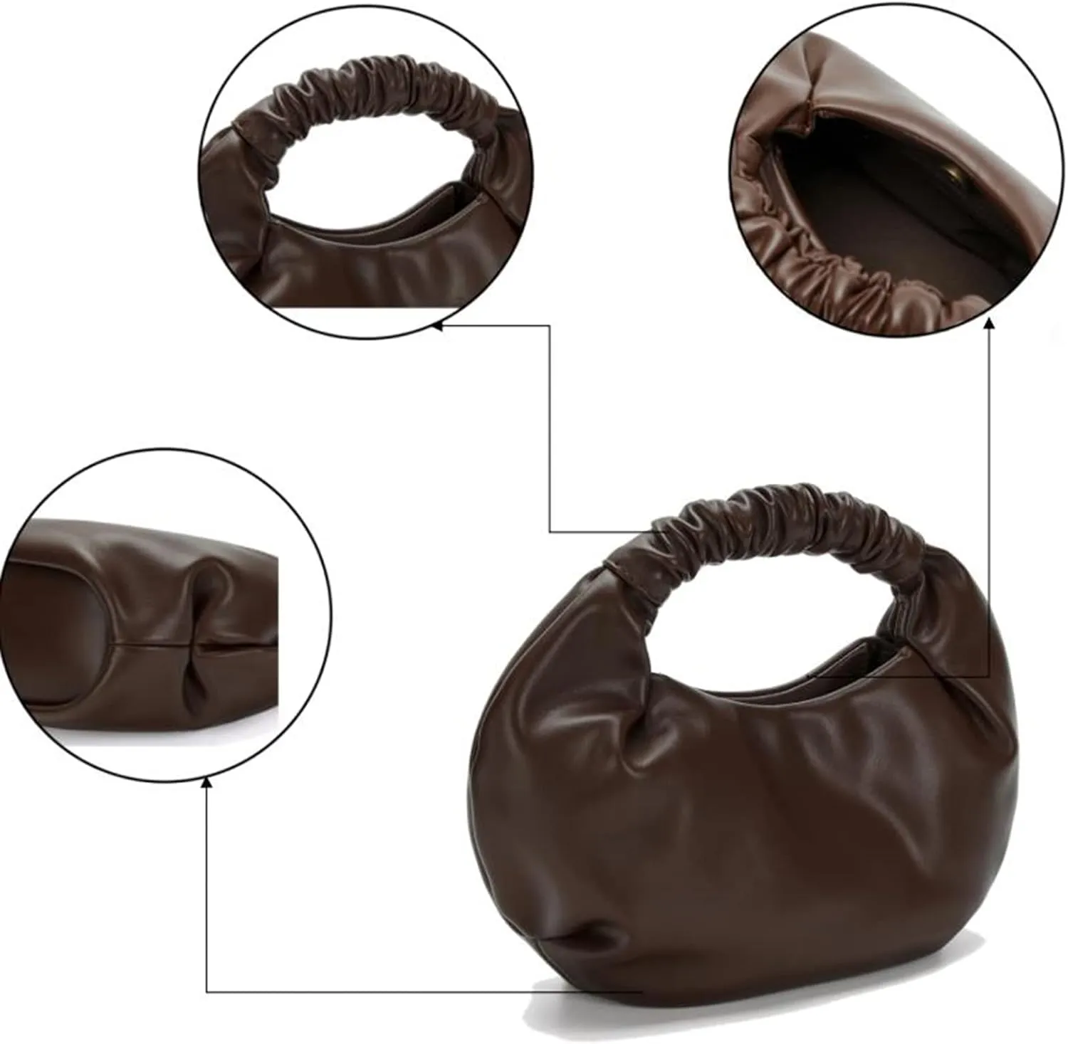 Mini Hobo Tote Bags for Women Soft Leather Clutch Purses for Women Cloud-Shaped Top Handle Bags