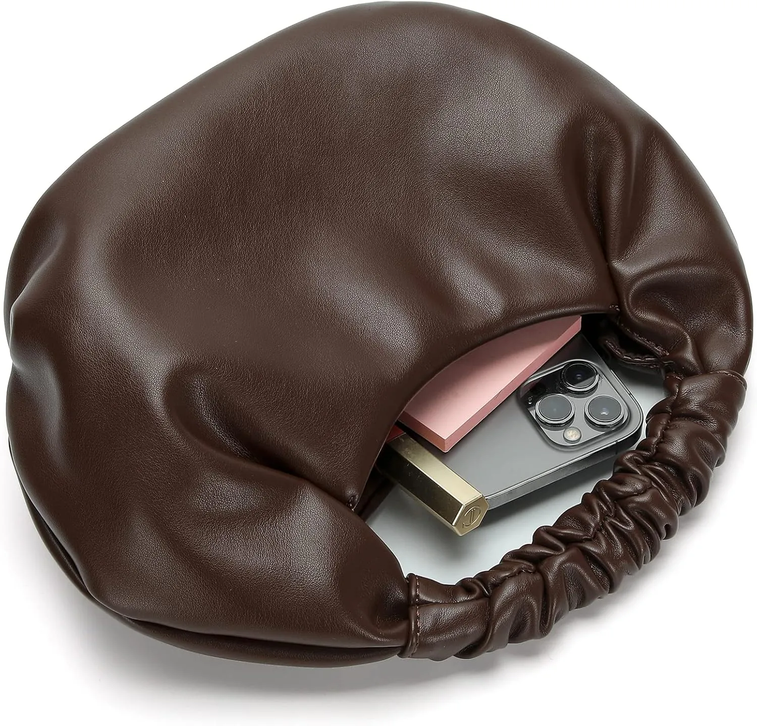 Mini Hobo Tote Bags for Women Soft Leather Clutch Purses for Women Cloud-Shaped Top Handle Bags