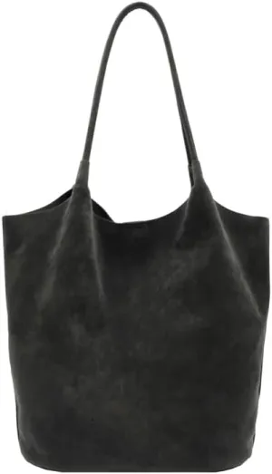Molodo Suede Leather Tote Bag for Women Retro Shoulder Bag Underarm Handbag Slouchy Tote Purse Work Bag Fall Winter