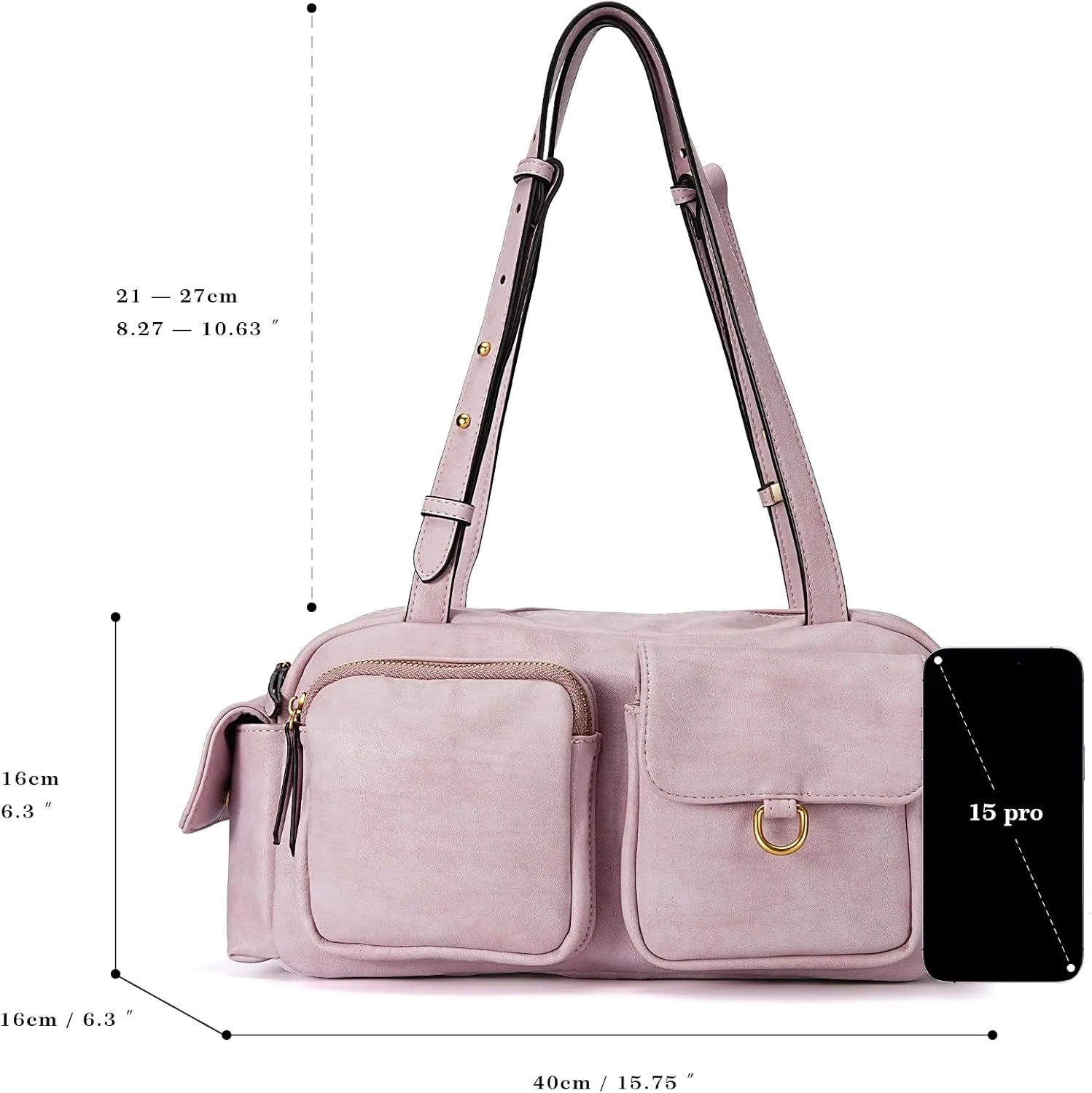 molshine Women's Shoulder Bags, Y2k Retro Hobo Clutch Purses, Multipocket Soft Punk Satchel Tote Handbags