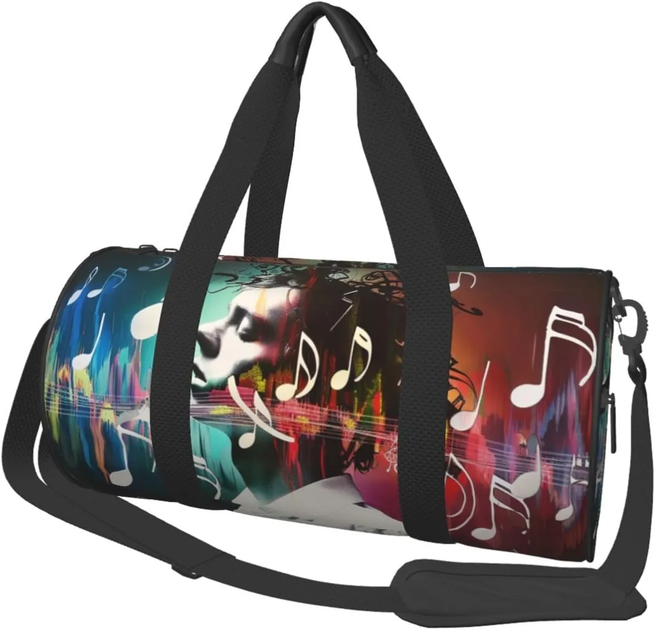 music 1 Printed Sports Gym Bag for Men Women Foldable Duffel Bag Carry On Weekender Bag for Travel Sports