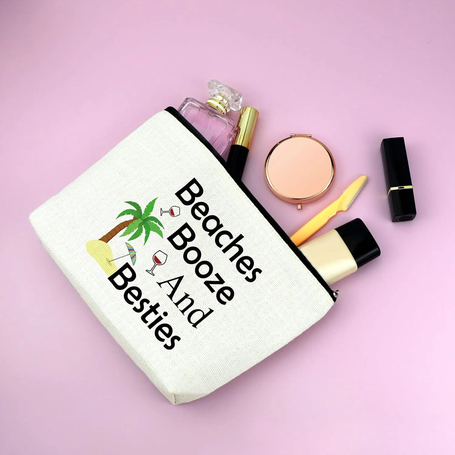 Mxrymvu 3PCS Beach Makeup Bag Beach Lover Gifts Summer Vacation Cosmetic Bag Seaside Pouch for Friend Daughter Birthday Christmas Graduation Present for Sister Travel Pouch