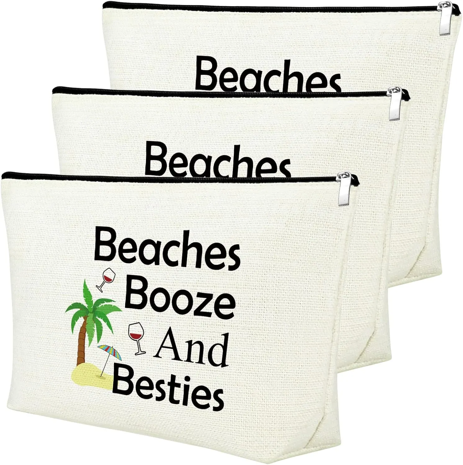 Mxrymvu 3PCS Beach Makeup Bag Beach Lover Gifts Summer Vacation Cosmetic Bag Seaside Pouch for Friend Daughter Birthday Christmas Graduation Present for Sister Travel Pouch