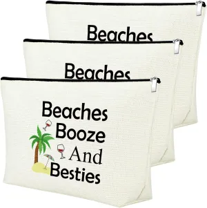 Mxrymvu 3PCS Beach Makeup Bag Beach Lover Gifts Summer Vacation Cosmetic Bag Seaside Pouch for Friend Daughter Birthday Christmas Graduation Present for Sister Travel Pouch