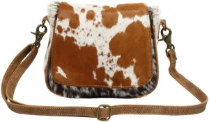 Myra Bag Flap Over Cowhide & Leather Small Crossbody Bag S-1215