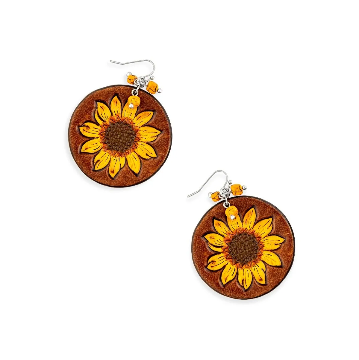 Myra Bag Sunflower Hand-Tooled Leather Earrings S-9211