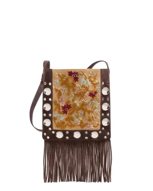 Nellocote Embroidered Fringe Shoulder Bag in Multicolor