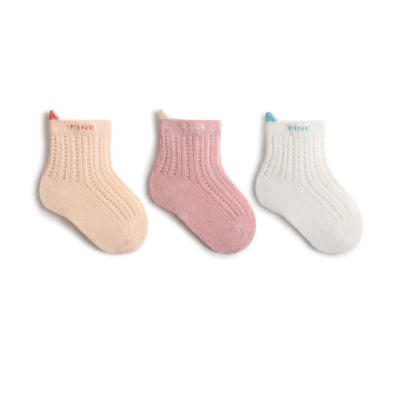 Newborn baby socks spring and summer new thin boys and girls mesh baby socks loose boneless mid-tube socks