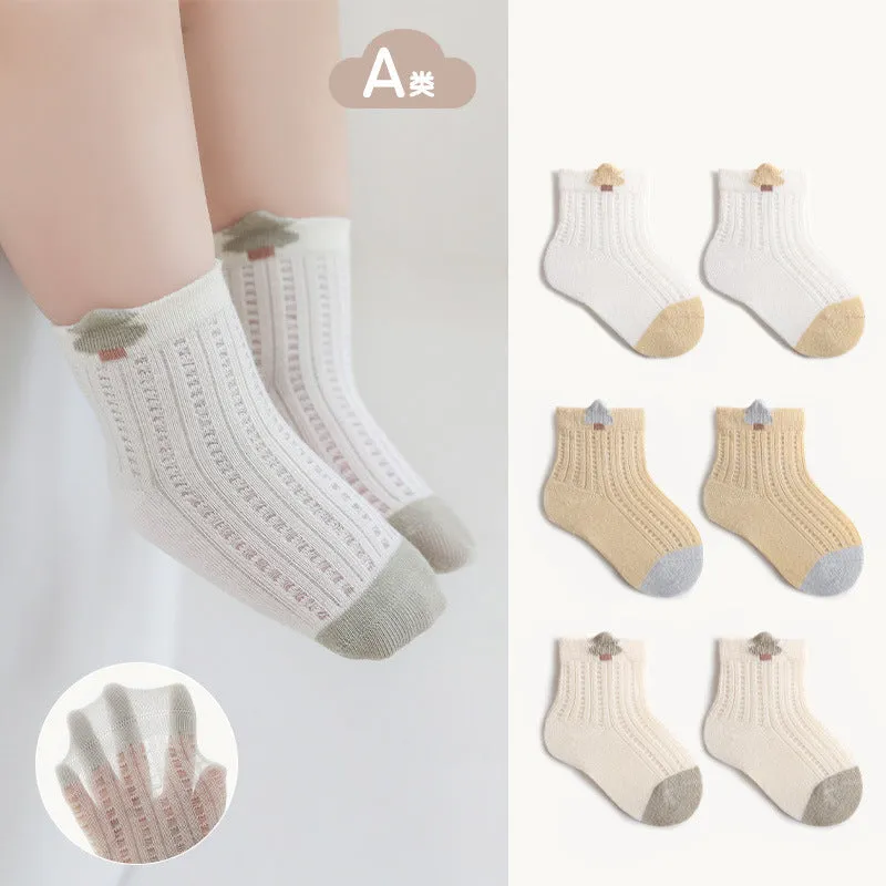 Newborn baby socks spring and summer new thin boys and girls mesh baby socks loose boneless mid-tube socks