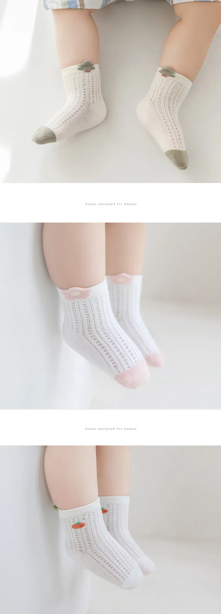 Newborn baby socks spring and summer new thin boys and girls mesh baby socks loose boneless mid-tube socks