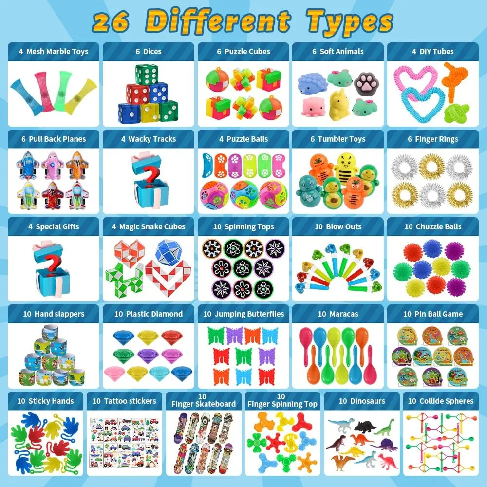 nicknack 200PCS Party Favors Kids Goodie Bag Fillers Toy Assortment Party Prizes Box for Classroom Treasure Prizes box Toys Small Fidget Toy Gifts for Boys Girls
