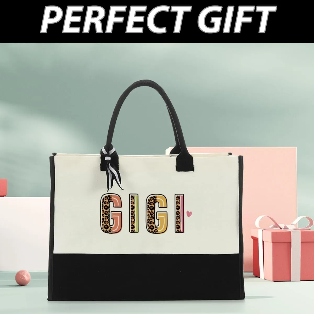 NISTOMISU Grandma Nana Mommy Grammy Aunt Mama Gifts for Women Mom Tote Bag Beach Bag Canvas Travel Shopping Bag Mothers Day