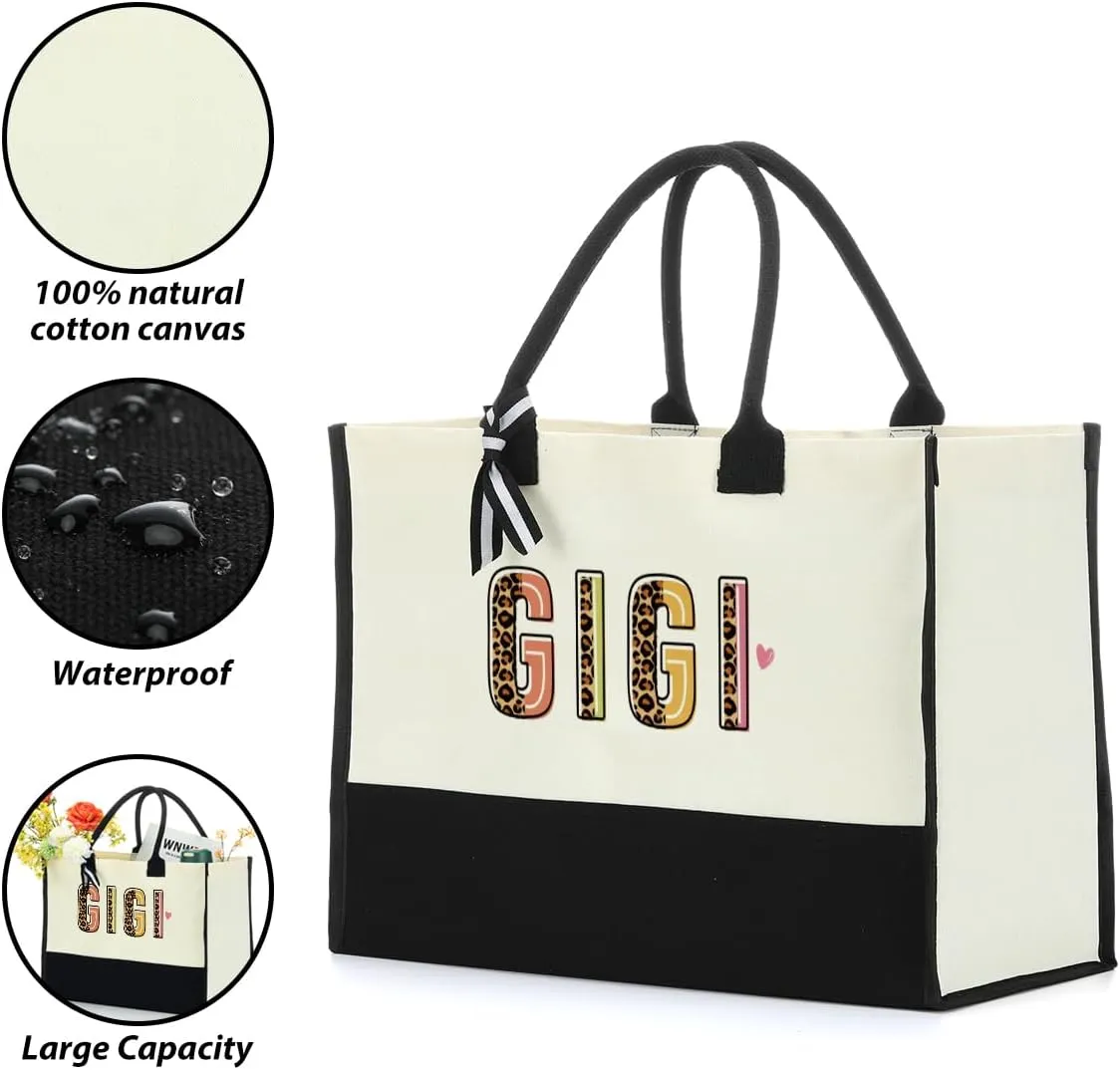 NISTOMISU Grandma Nana Mommy Grammy Aunt Mama Gifts for Women Mom Tote Bag Beach Bag Canvas Travel Shopping Bag Mothers Day