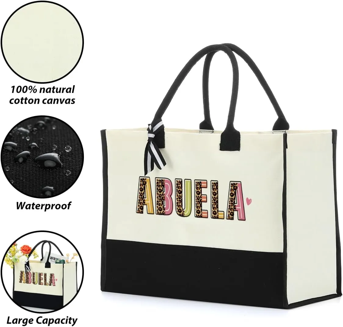 NISTOMISU Grandma Nana Mommy Grammy Aunt Mama Gifts for Women Mom Tote Bag Beach Bag Canvas Travel Shopping Bag Mothers Day