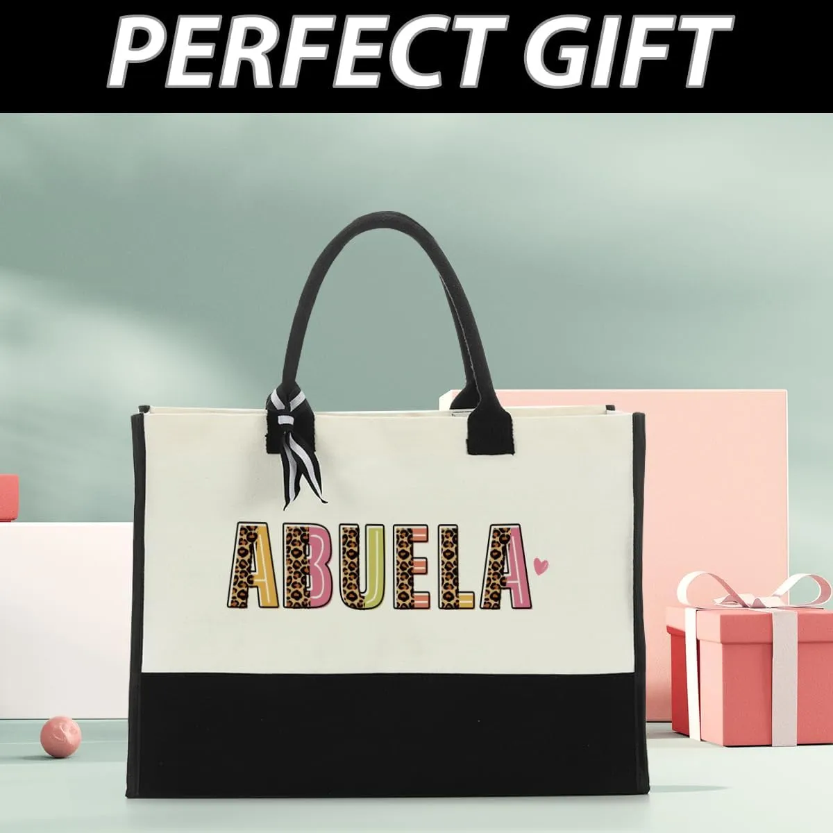 NISTOMISU Grandma Nana Mommy Grammy Aunt Mama Gifts for Women Mom Tote Bag Beach Bag Canvas Travel Shopping Bag Mothers Day