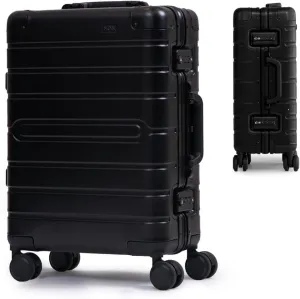 Nobl Travel Carry On Luggage, Noble Zipperless Aluminum Suitcase, 24x16.3x11 Airline Approved, Aluminum Metal Hardside Shell & Frame, 360° Spinner Wheels, Dual TSA Locks, Interior Compression – Black