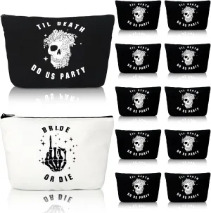 Norme 13 Pcs Bride or Die Bachelorette Party Makeup Bag Till Death Do Us Party Bachelorette Decorations Canvas Cosmetic Bags Set for Weddings Bridal Shower Gifts Decorations