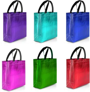 Nush Nush Mix Color Gift Bags Medium Size – 12 Reusable Gift Bags With Handles From Six Different Stunning - Perfect As Goodie Bags, Birthday Gift Bags, Party Favor– 8W x 4L x10H Size