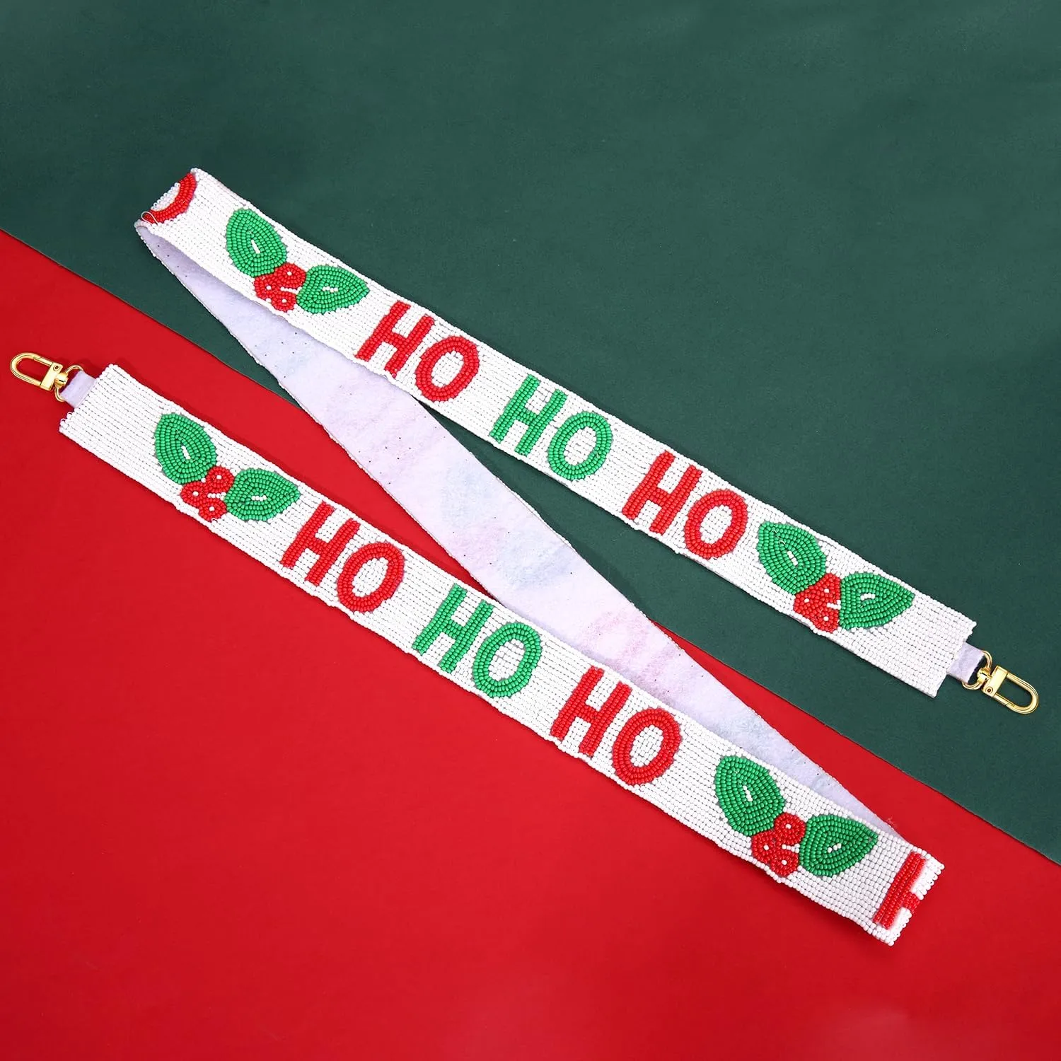 NVENF Christmas Purse Strap Replacement Crossbody Wide Shoulder Straps Beaded Christmas Tree HOHOHO Purse Strap Replacement