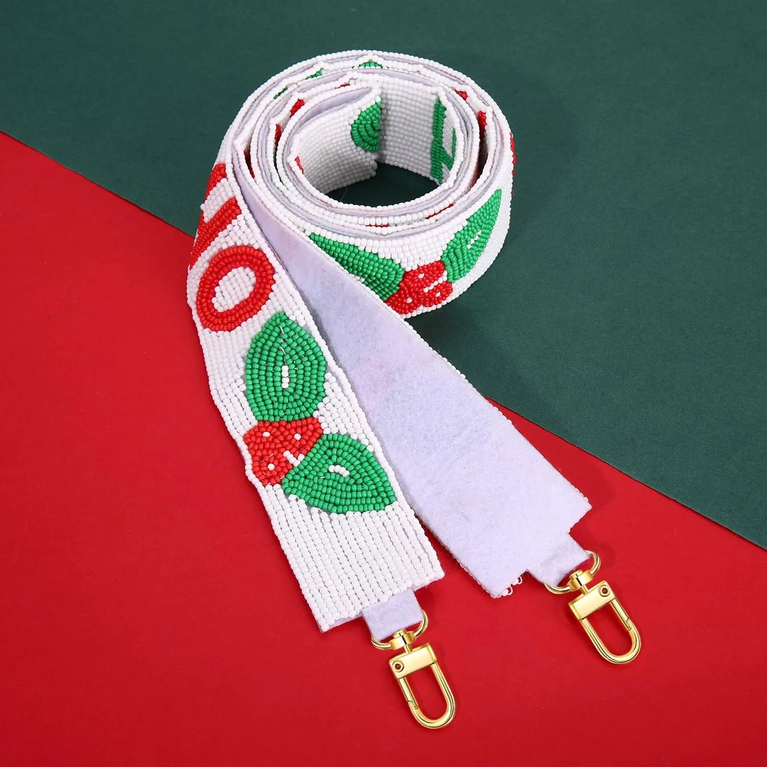NVENF Christmas Purse Strap Replacement Crossbody Wide Shoulder Straps Beaded Christmas Tree HOHOHO Purse Strap Replacement