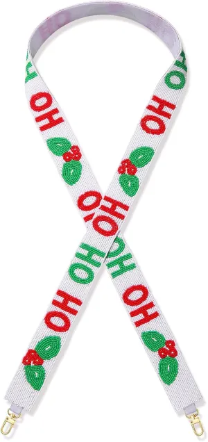 NVENF Christmas Purse Strap Replacement Crossbody Wide Shoulder Straps Beaded Christmas Tree HOHOHO Purse Strap Replacement