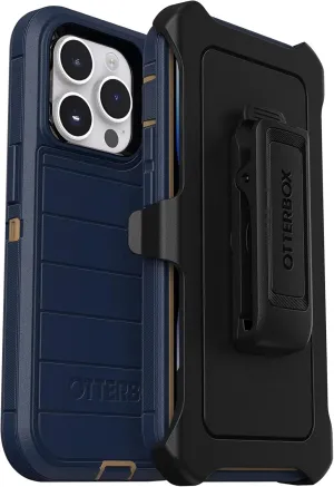 OtterBox Defender Series Screenless Edition Case for iPhone 14 Pro (Only) - Holster Clip Included - Microbial Defense Protection - Non-Retail Packaging (Blue Suede Shoes)