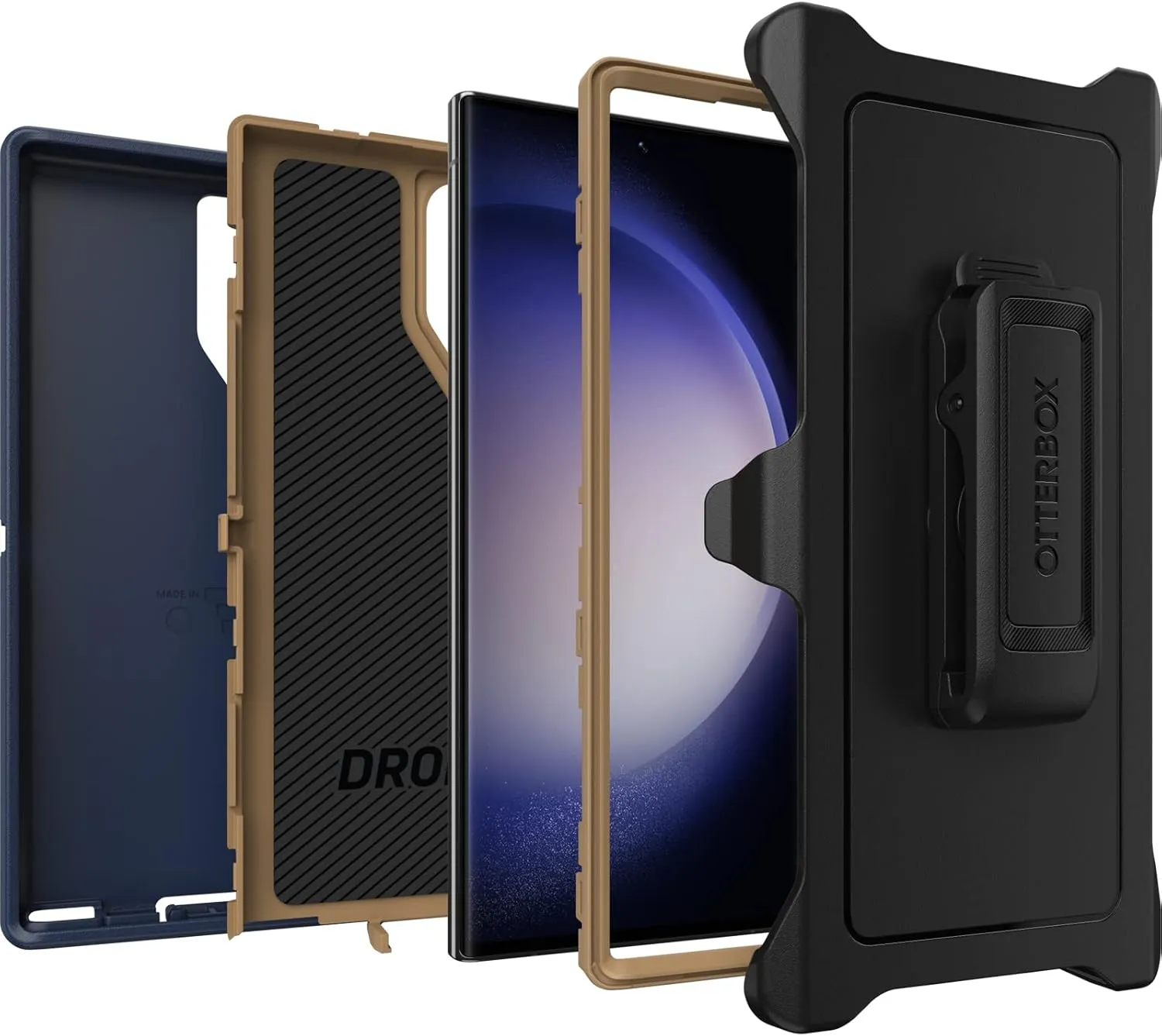 OtterBox Galaxy S23 Ultra Defender Series Case - Blue Suede Shoes (Blue), Rugged & Durable, with Port Protection, Includes Holster Clip Kickstand