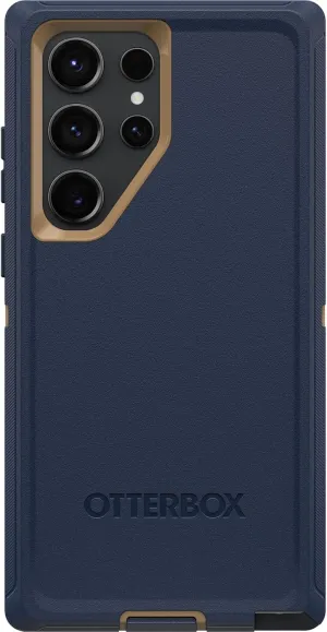 OtterBox Galaxy S23 Ultra Defender Series Case - Blue Suede Shoes (Blue), Rugged & Durable, with Port Protection, Includes Holster Clip Kickstand