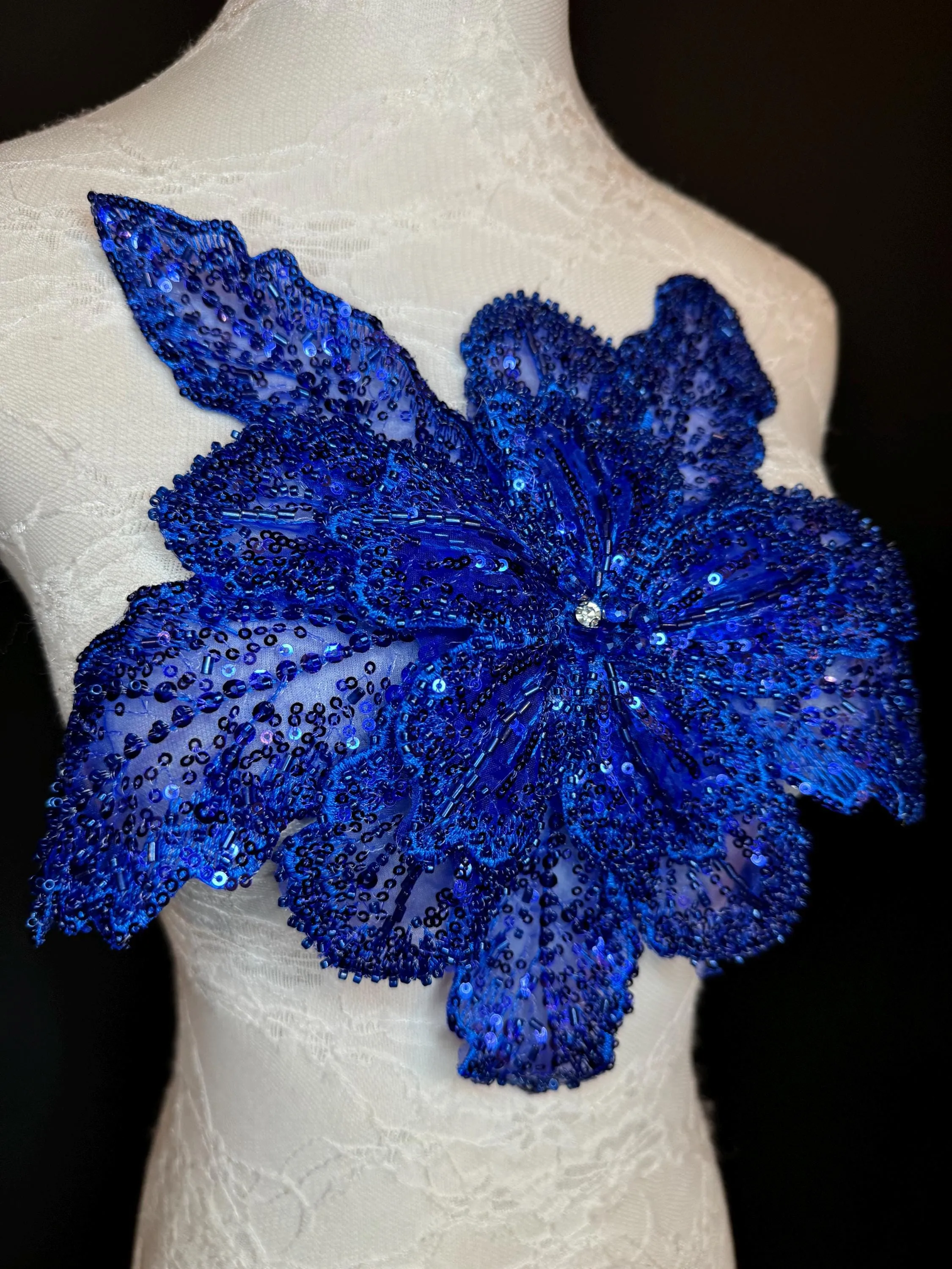 Oversized Corsage Flower, Beaded, Sequined, 19 Colours, 12” Wide, Beaded Pin on Corsage, Bridal, Clothing, Dress, FAN Design, FAN Design