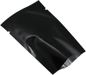 PABCK 200 Pack Metallic Mylar Foil Open Top Sealable Bags Vacuum Heat Seal Pouches for Food Storage Packaging with Tear Notches (6x9cm (2.4x3.5 inch), Black)