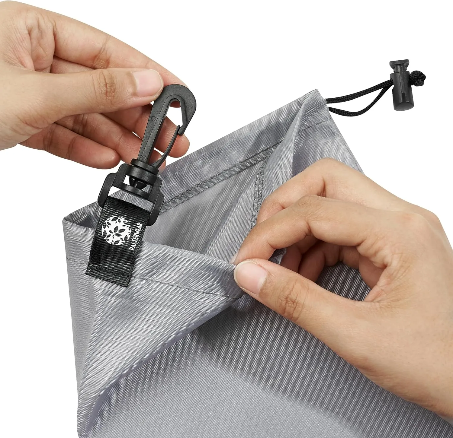 PALTERWEAR Drawstring Bag - Cinch and Ditty Pouch with Clip for Travel, Wardrobe, Outdoors - Set of 5 (Gray, 7 x 9 inch)