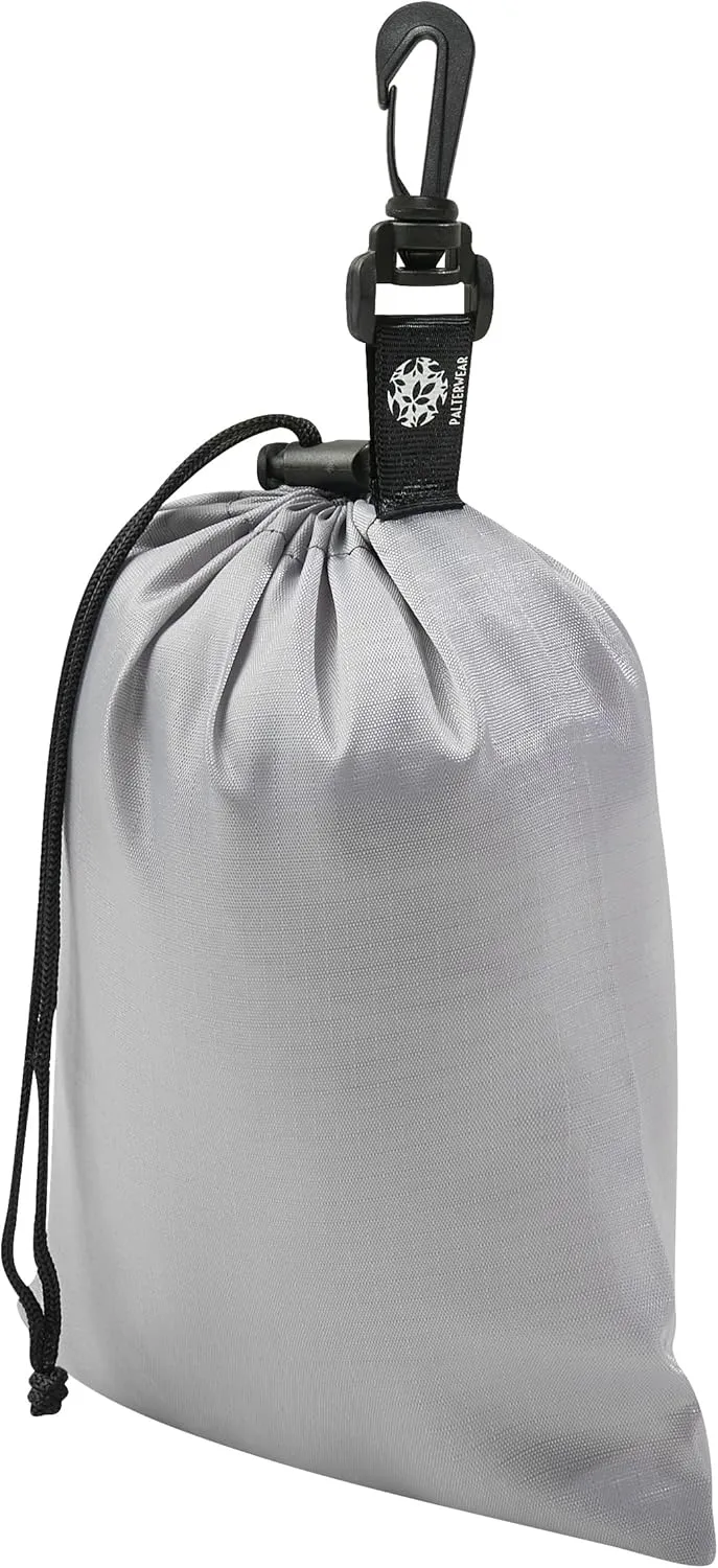 PALTERWEAR Drawstring Bag - Cinch and Ditty Pouch with Clip for Travel, Wardrobe, Outdoors - Set of 5 (Gray, 7 x 9 inch)