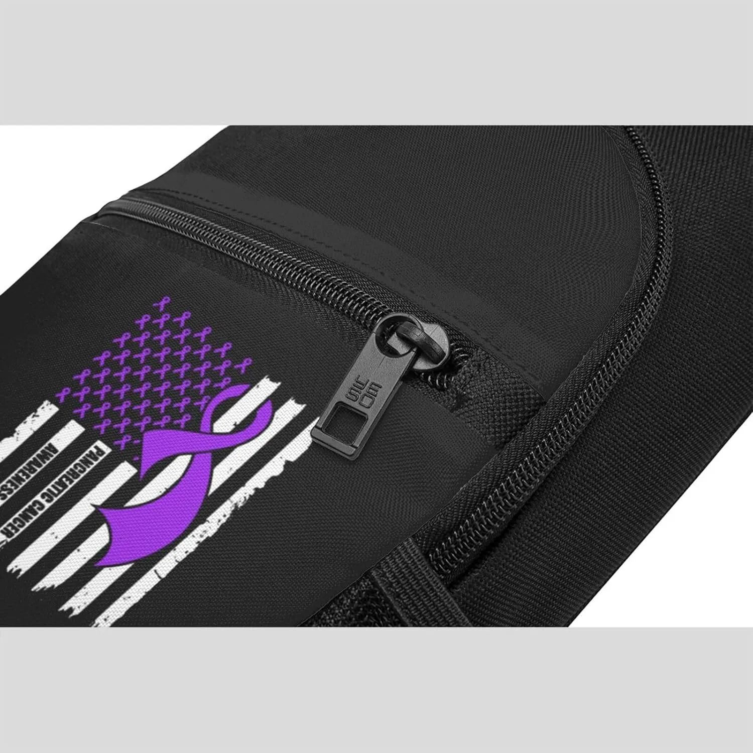 Pancreatic Cancer Awareness America Flag Purple Ribbon Chest Pack Leisure Shoulder Crossbody Chest Bag