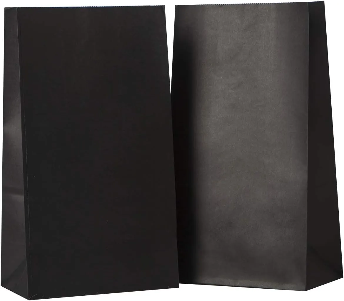 Party Favor Bags - 50 Pack Kraft Paper Goodie Gift Lunch Bags - Treat Bags and Party Supplies for Theme Party, Kids Birthday, Halloween, NYE - 5"x3"x9" (Black)