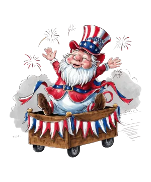 Patriotic Gnome Fireworks Fun - Ready To Print DTF Transfers